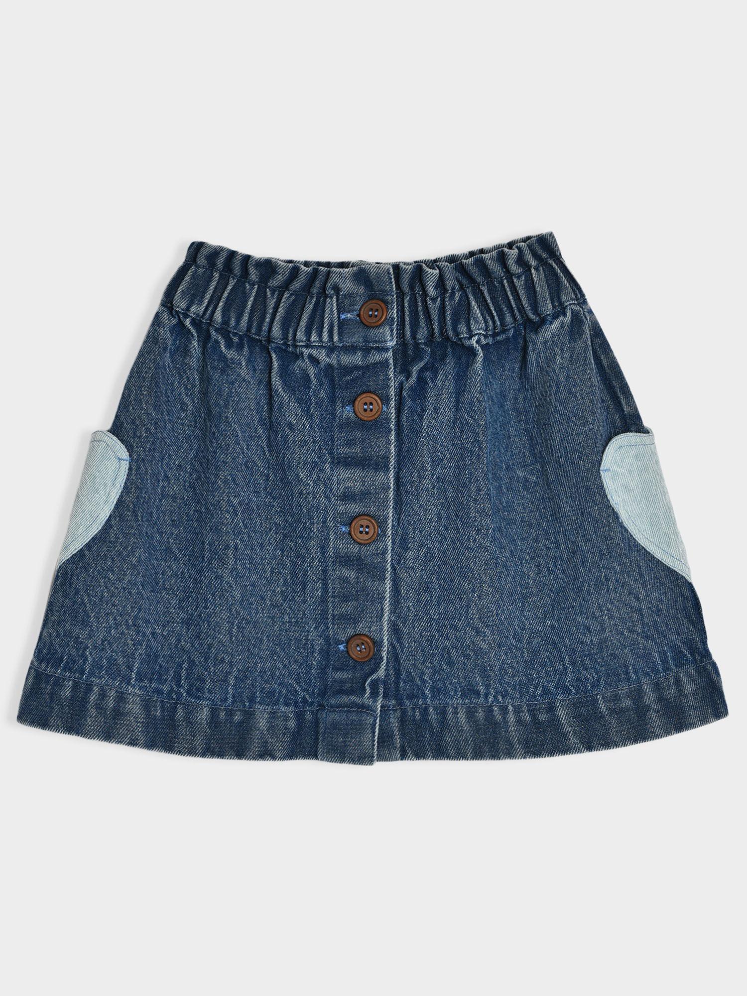 cotton denim blue skirt for girls