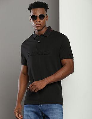 cotton embossed monotype polo shirt