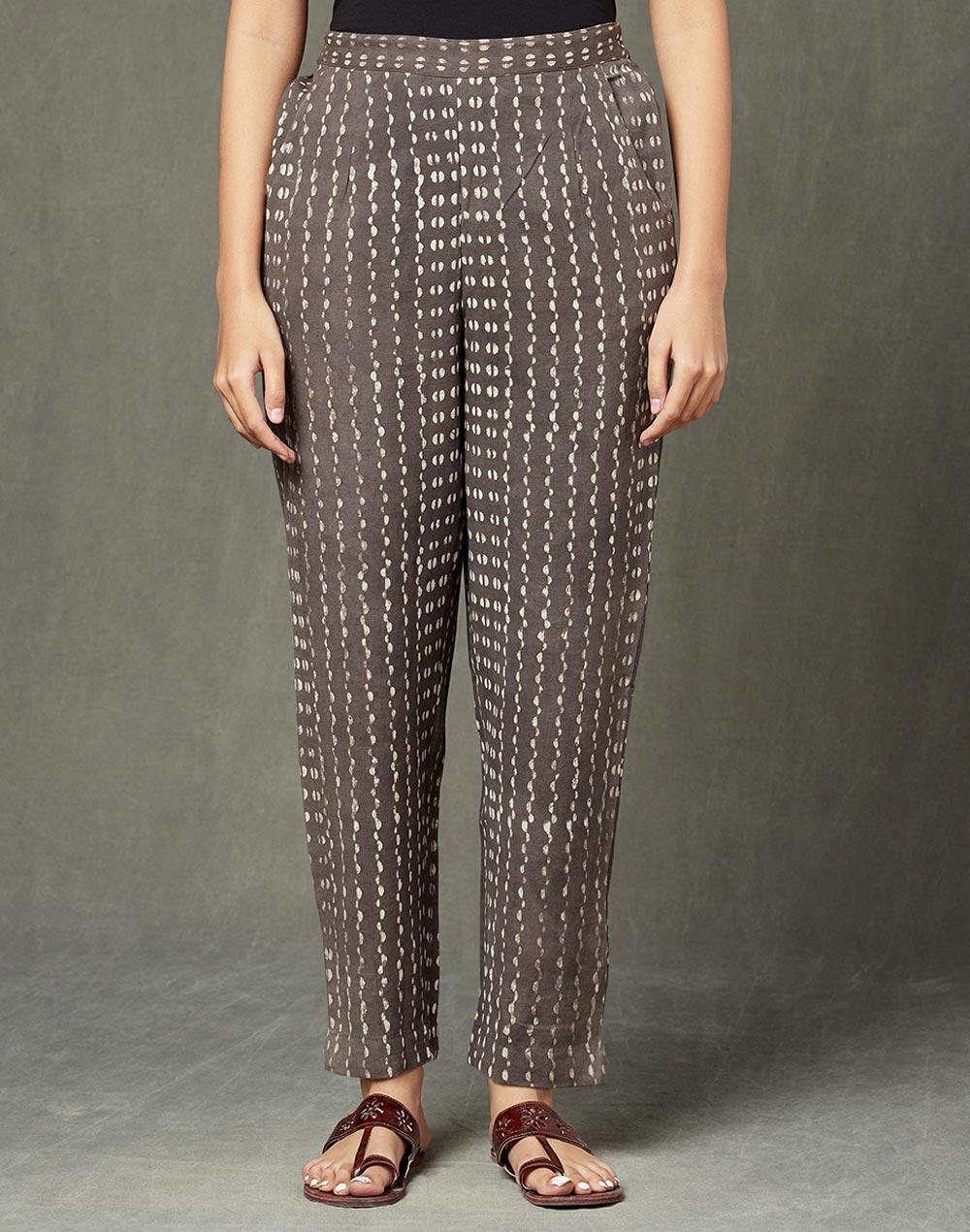 cotton flax printed casual pants