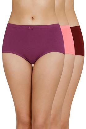 cotton full coverage womens regular fit high rise full brief - pack of 3 - blush