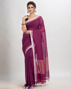 cotton handloom saree with tassels
