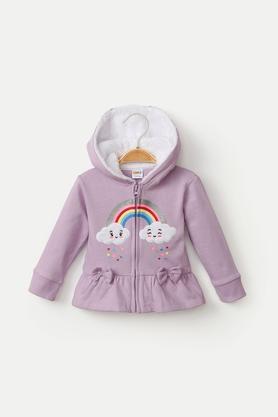 cotton hood infant girls sweatshirts - lilac