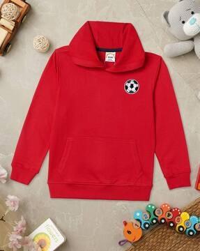 cotton hoodie with football embroidery