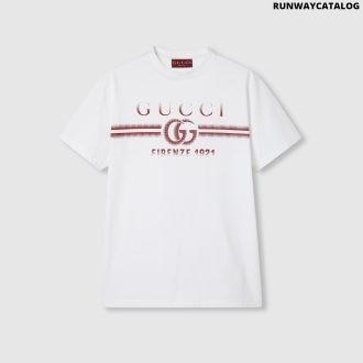 cotton jersey t-shirt with gucci print