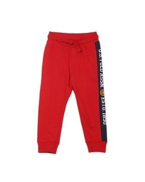 cotton joggers with brand print taping