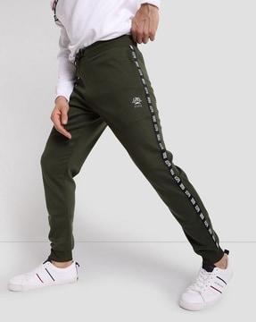 cotton joggers with brand taping