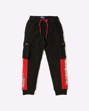 cotton joggers with contrast panels