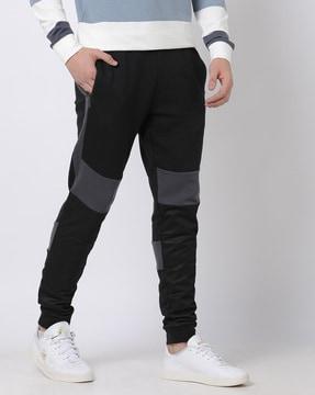 cotton joggers with contrast panels