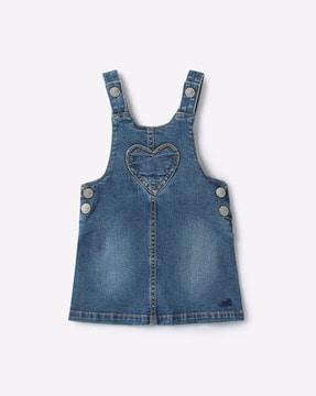 cotton lightly washed pinafore dress