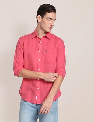 cotton linen solid shirt