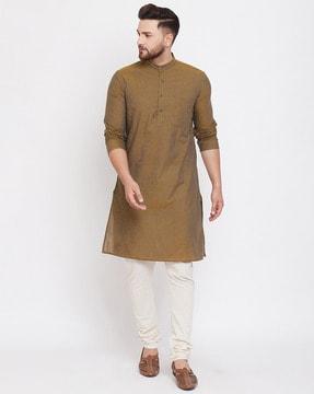 cotton long kurta with patch pocket