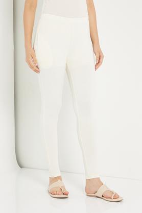 cotton lycra bio-washed leggings - off white