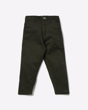 cotton mid-rise trousers