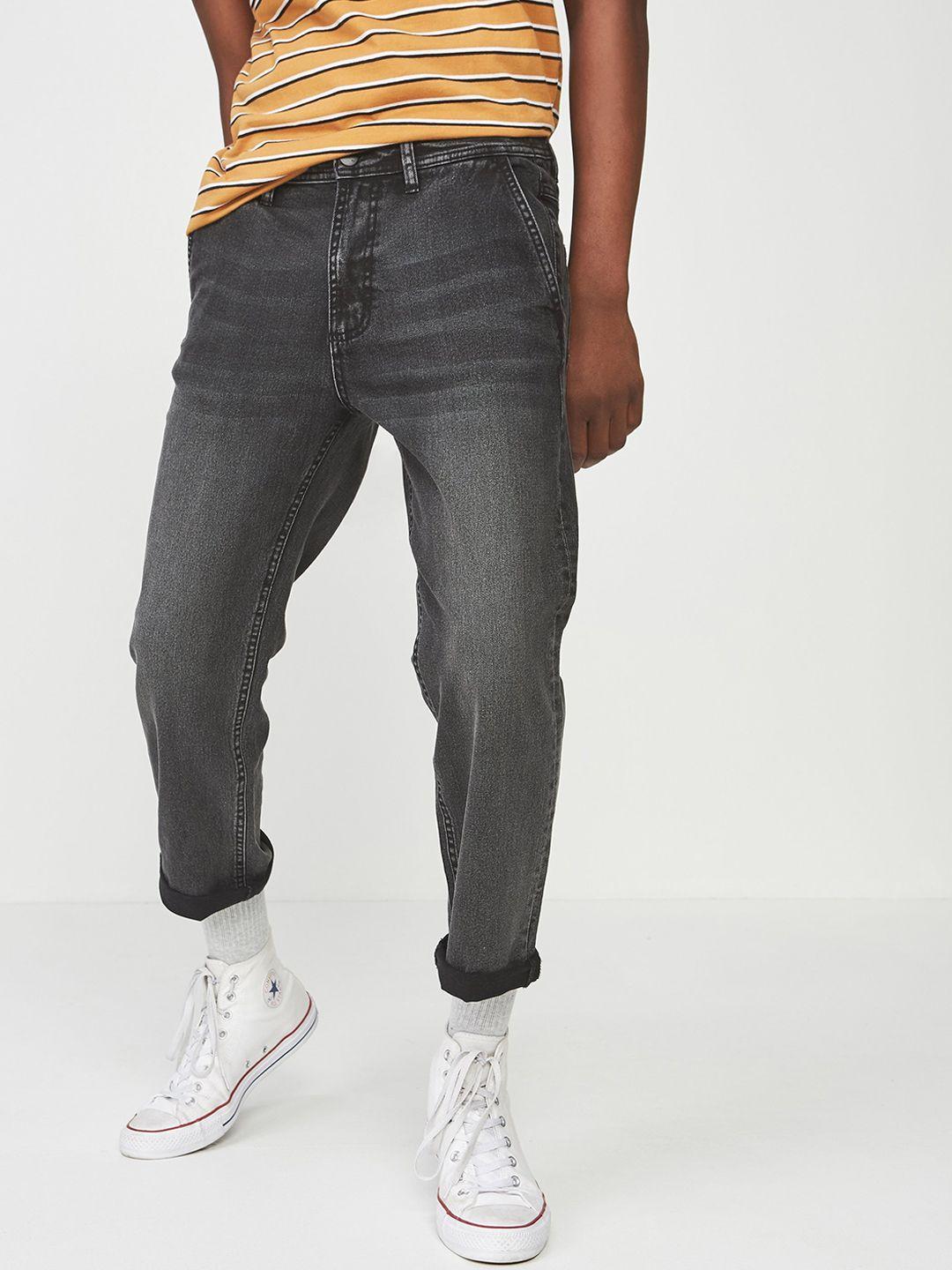 cotton on men black regular fit mid-rise clean look jeans