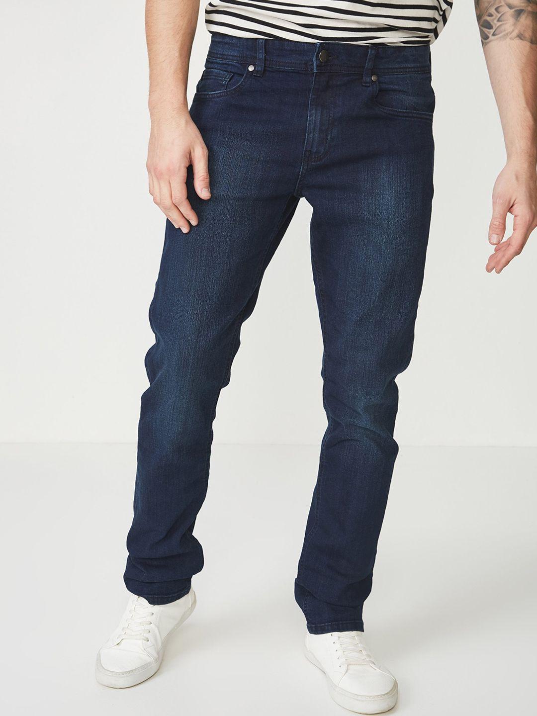 cotton on men navy blue slim fit low-rise clean look jeans