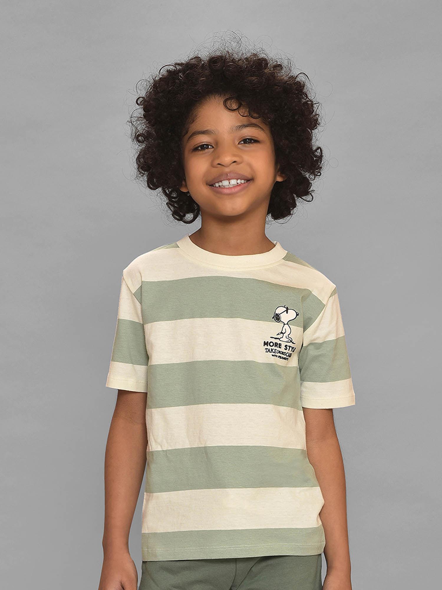 cotton peanuts snoopy printed short sleeve round neck t-shirt