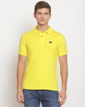 cotton polo t-shirt with logo patch