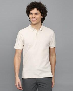 cotton polo t-shirt with ribbed collar