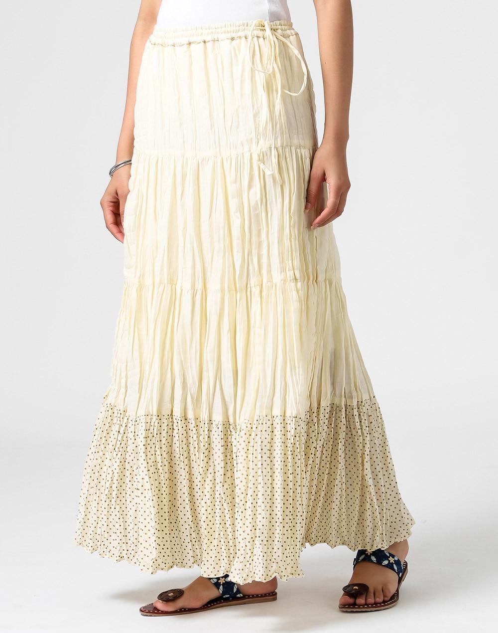cotton printed crinkled long skirt