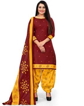 cotton printed unstitched salwar suit material