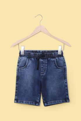 cotton regular fit boy's shorts - indigo
