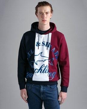 cotton regular fit hoodie with maxi logo print