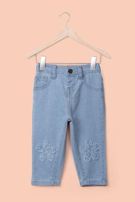 cotton regular fit infant girl's jeans - mid stone