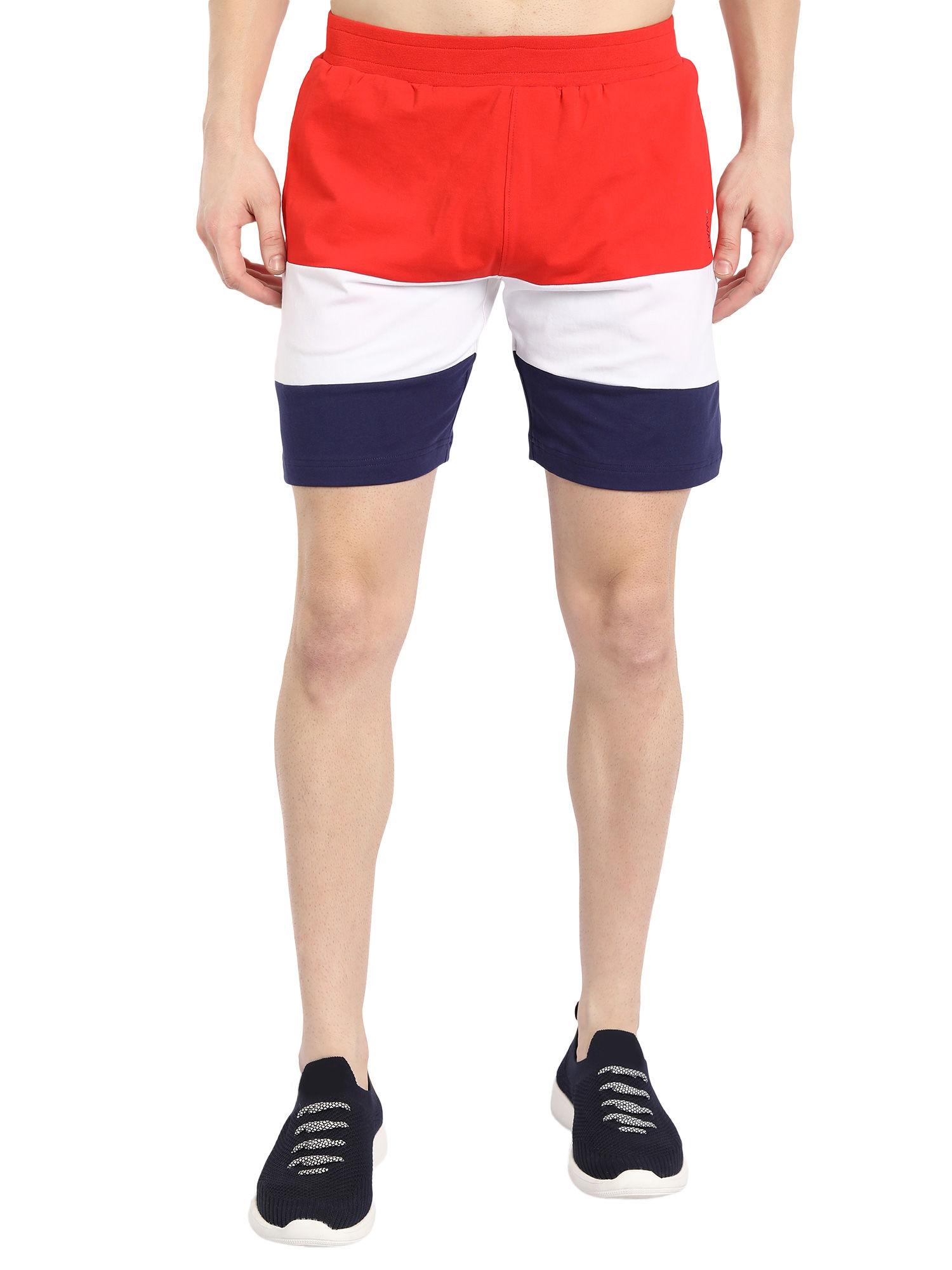 cotton rich lycra colorblock shorts in multicolor
