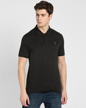 cotton rich polo t-shirt with logo embroidery