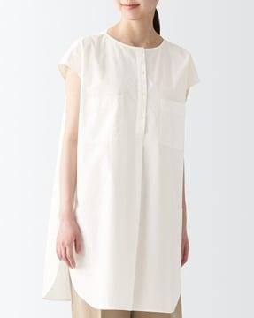 cotton round-neck shift dress