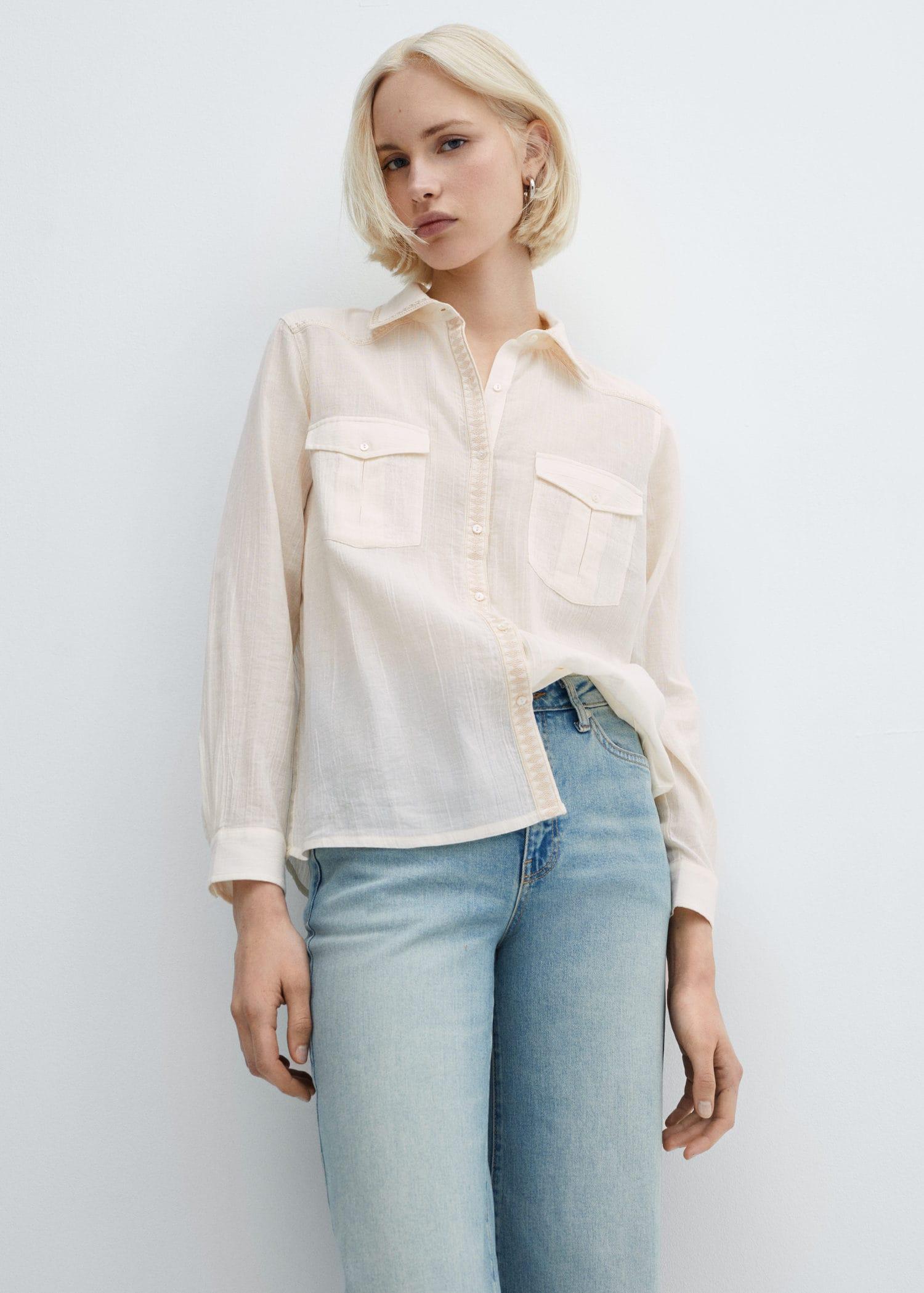 cotton shirt with embroidery detail