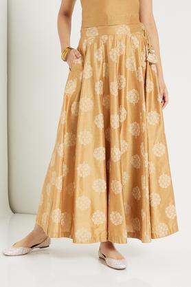 cotton silk ethnic skirt - gold