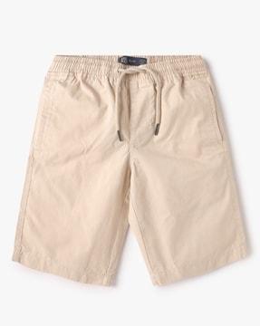 cotton slim fit flat-front shorts