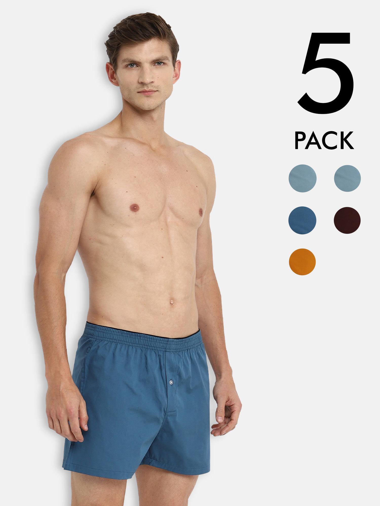 cotton solid inner boxers for men (pack of 5)