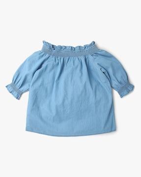 cotton top with smocked neck