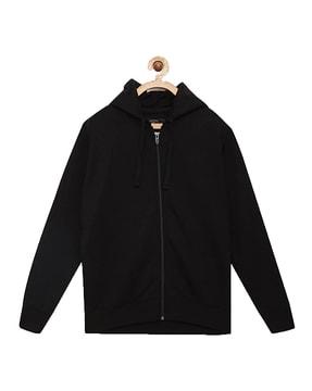 cotton zip-front hoodie