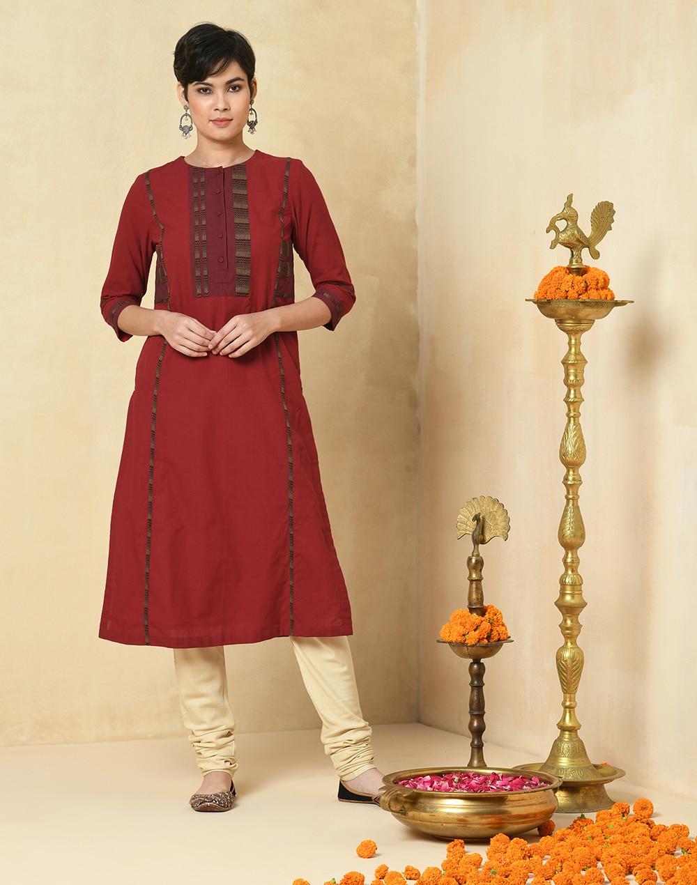 cotton  a-line long kurta