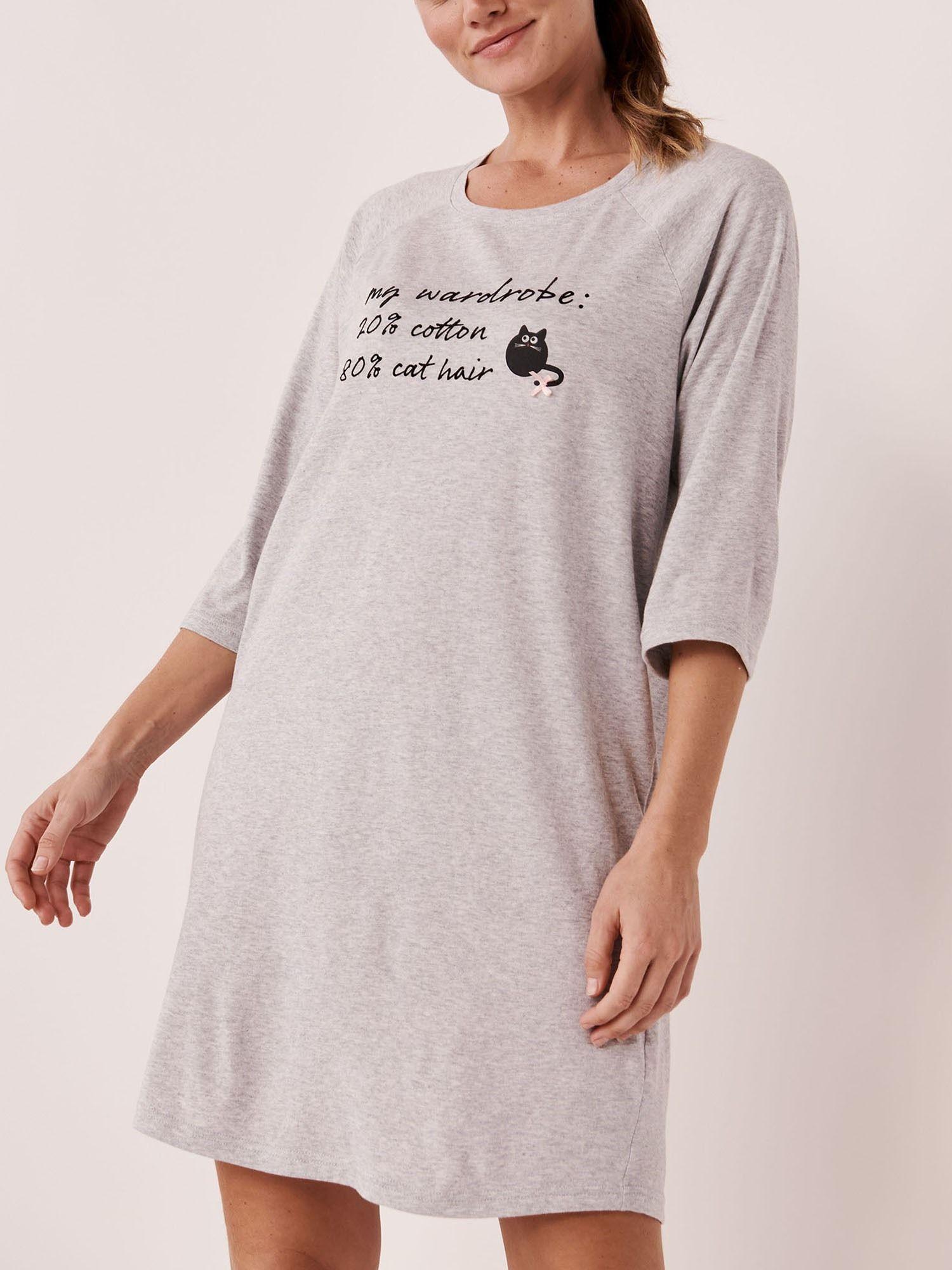 cotton 3/4 sleeve sleepshirt