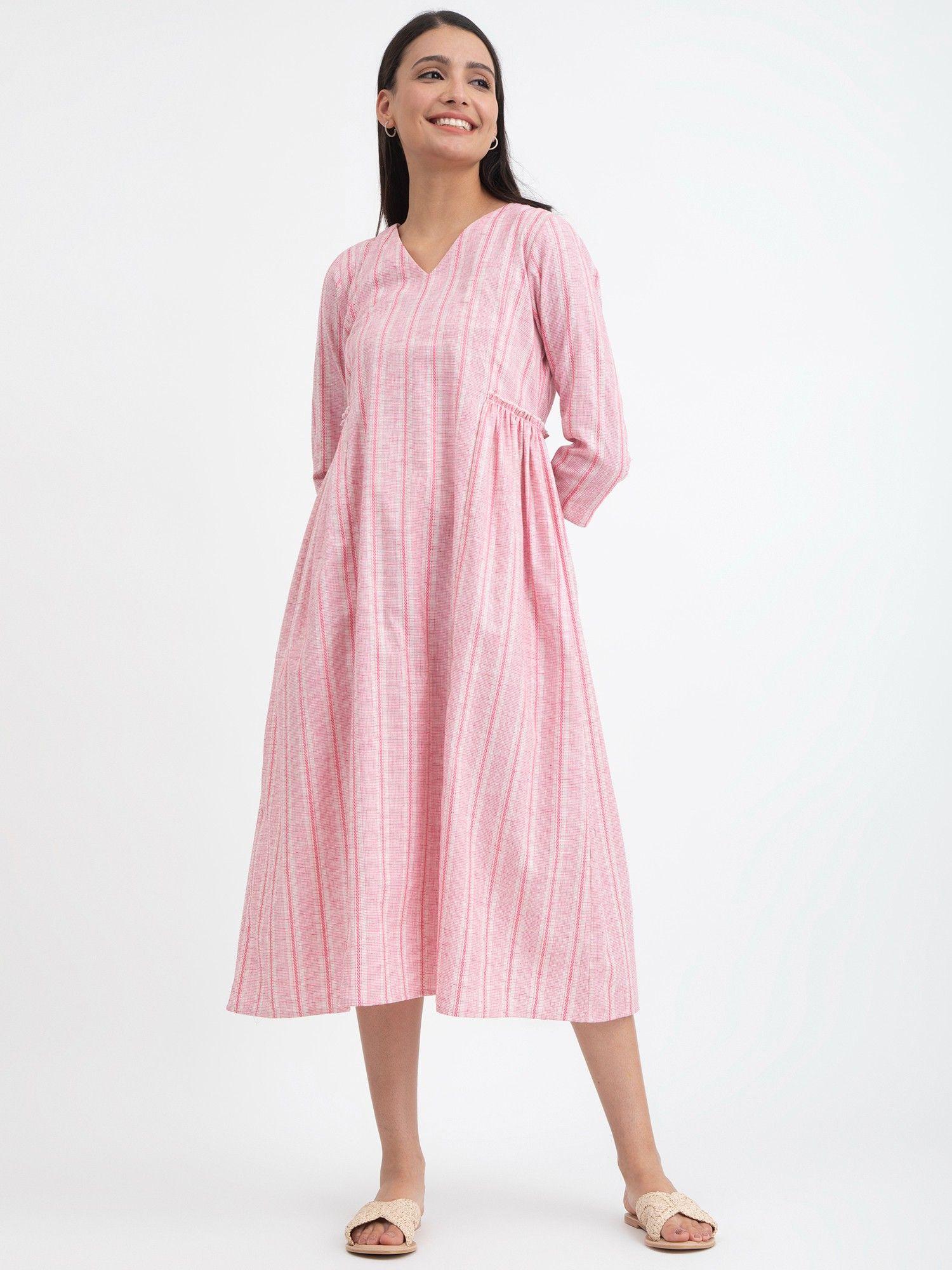 cotton a-line dress pink