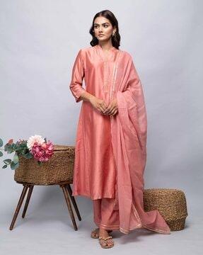 cotton a-line kurta set with dupatta