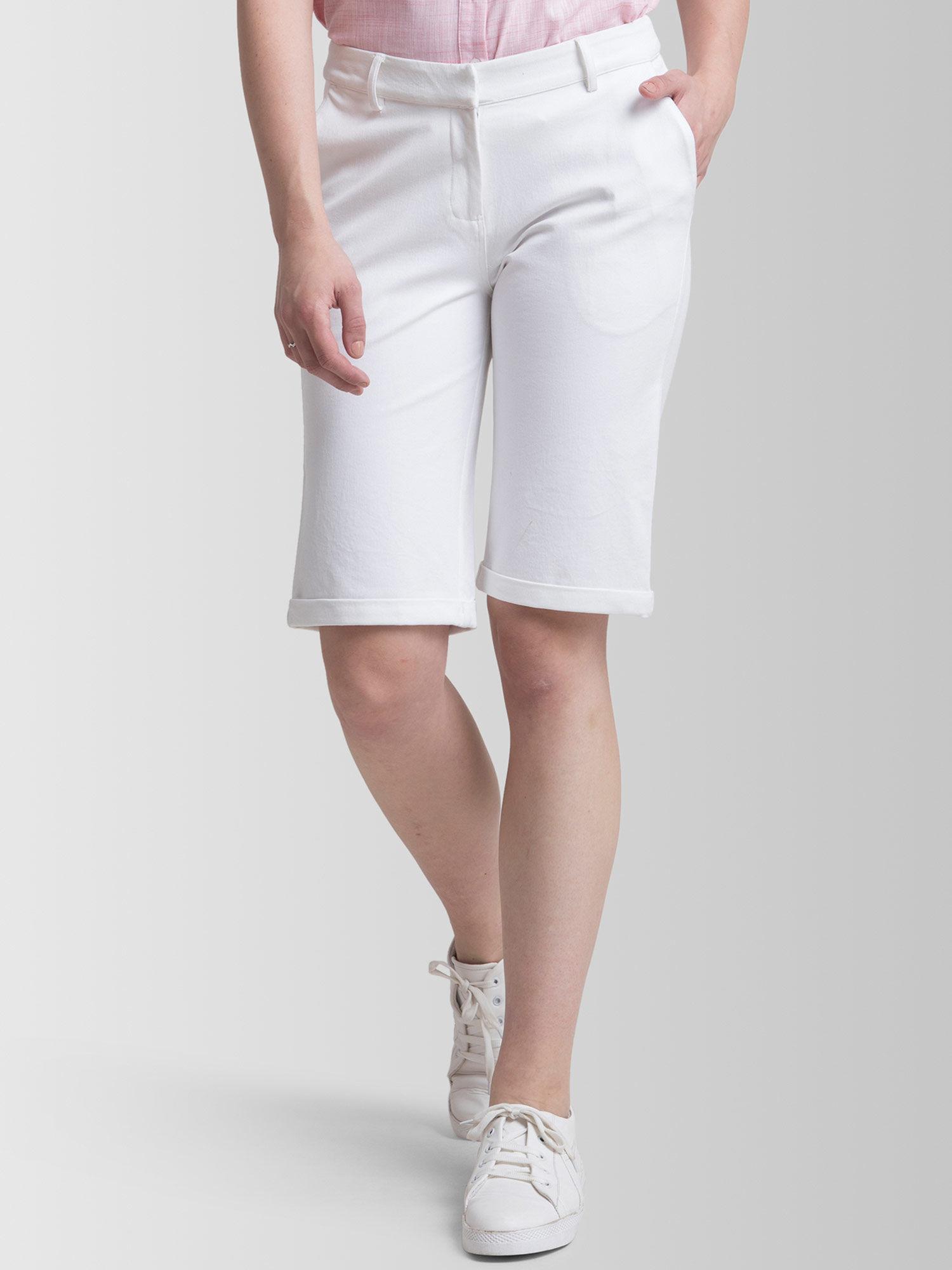 cotton above knee shorts - white