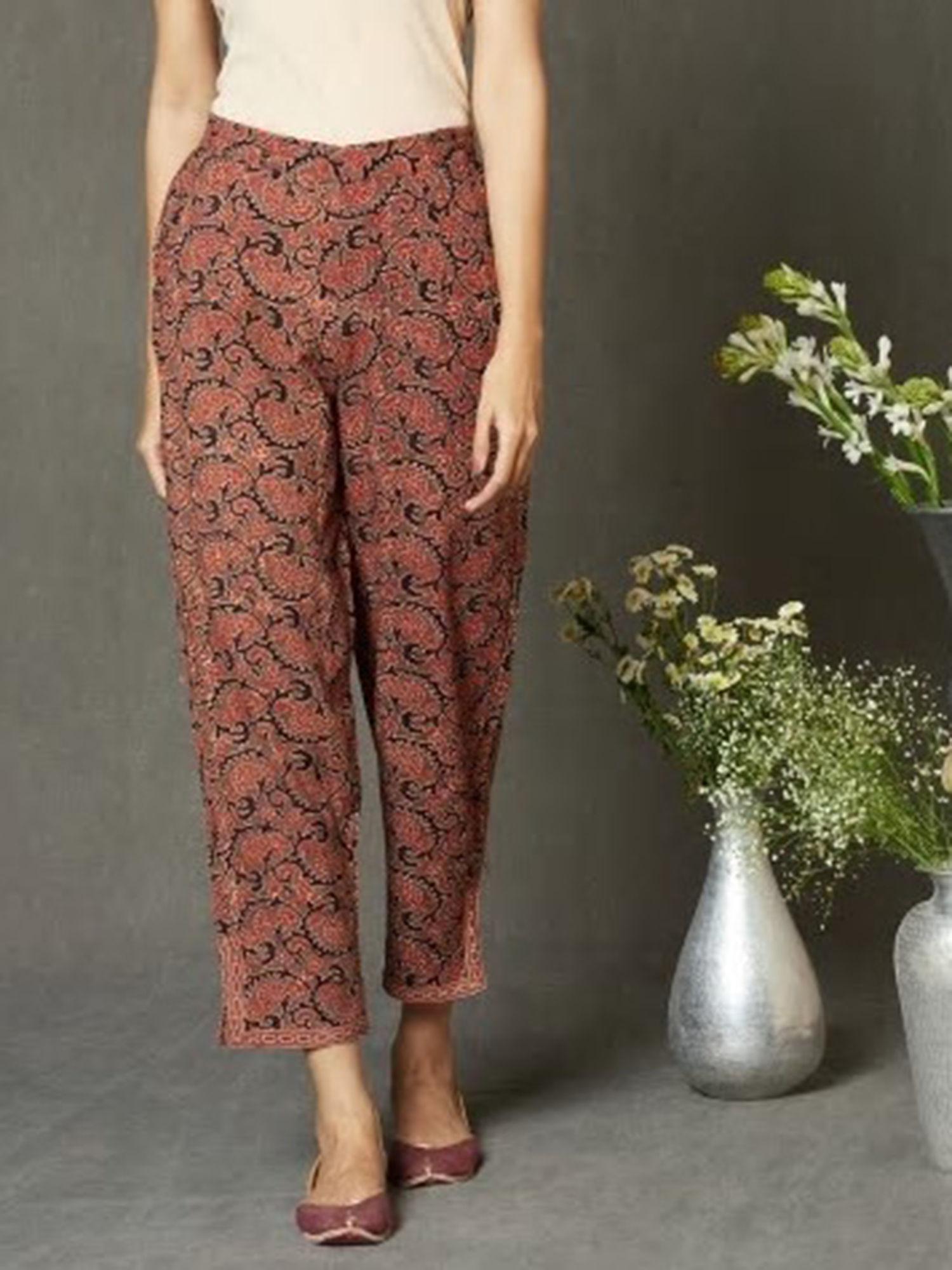 cotton ajrakh printed casual pants