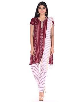 cotton bandhej 3-piece unstitched dress material