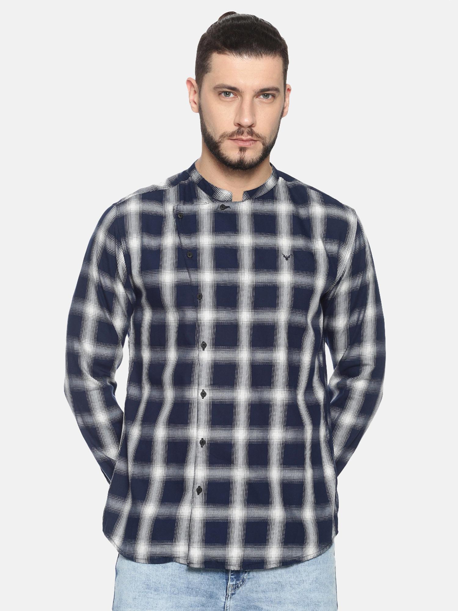 cotton beige checks casual slim fit shirt