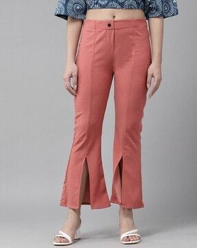 cotton bell bottoms with hem slit