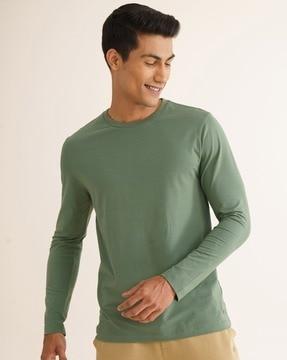 cotton blend basic full sleeve regular fit t-shirt