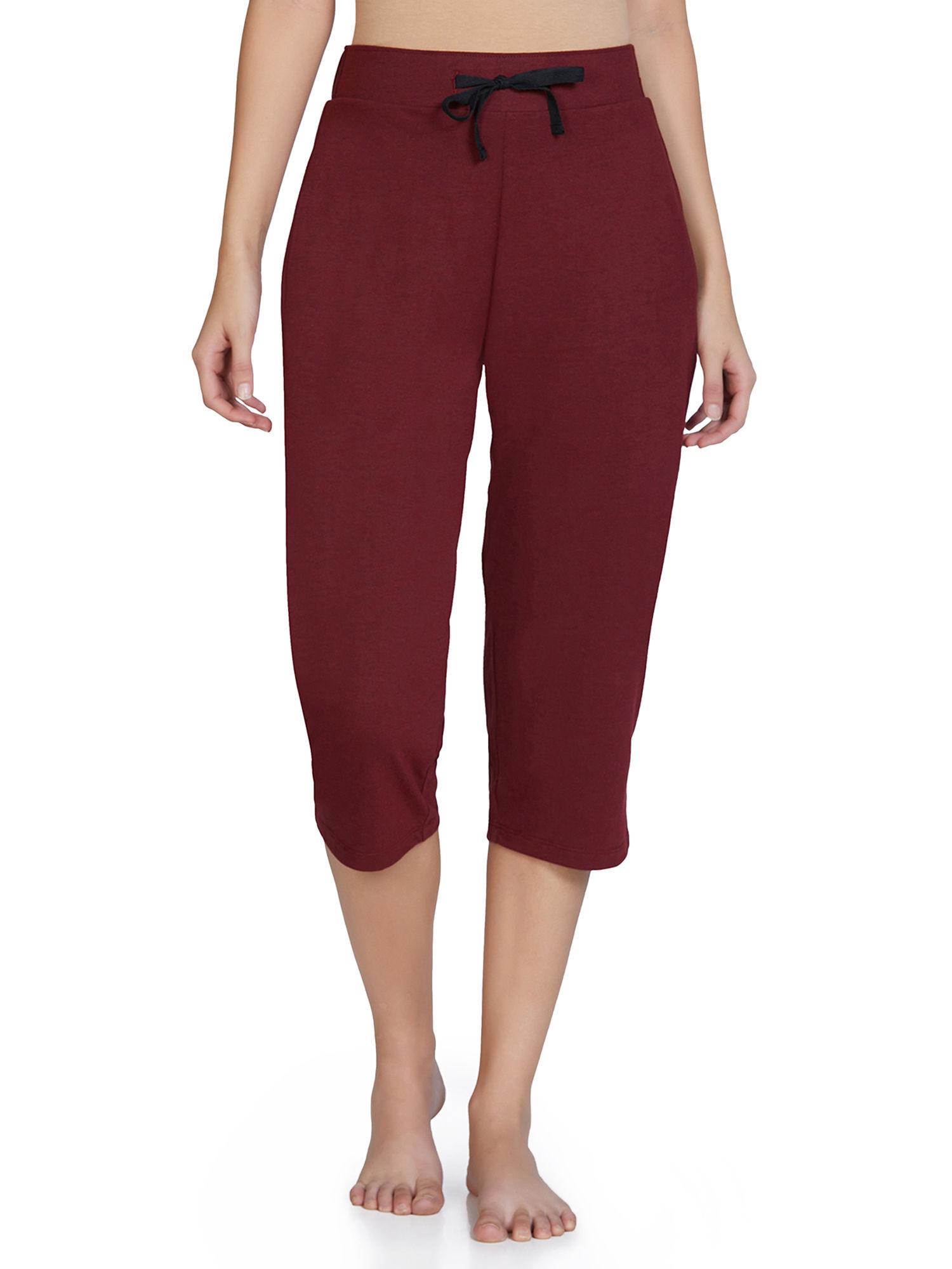 cotton blend capri pants - maroon