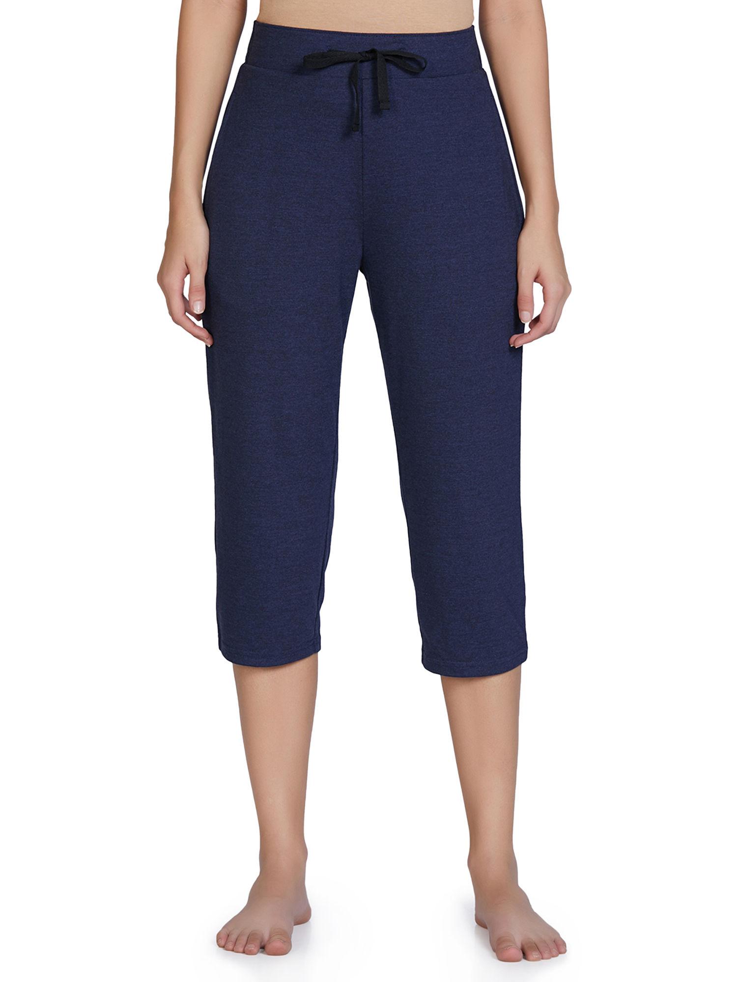 cotton blend capri pants - navy