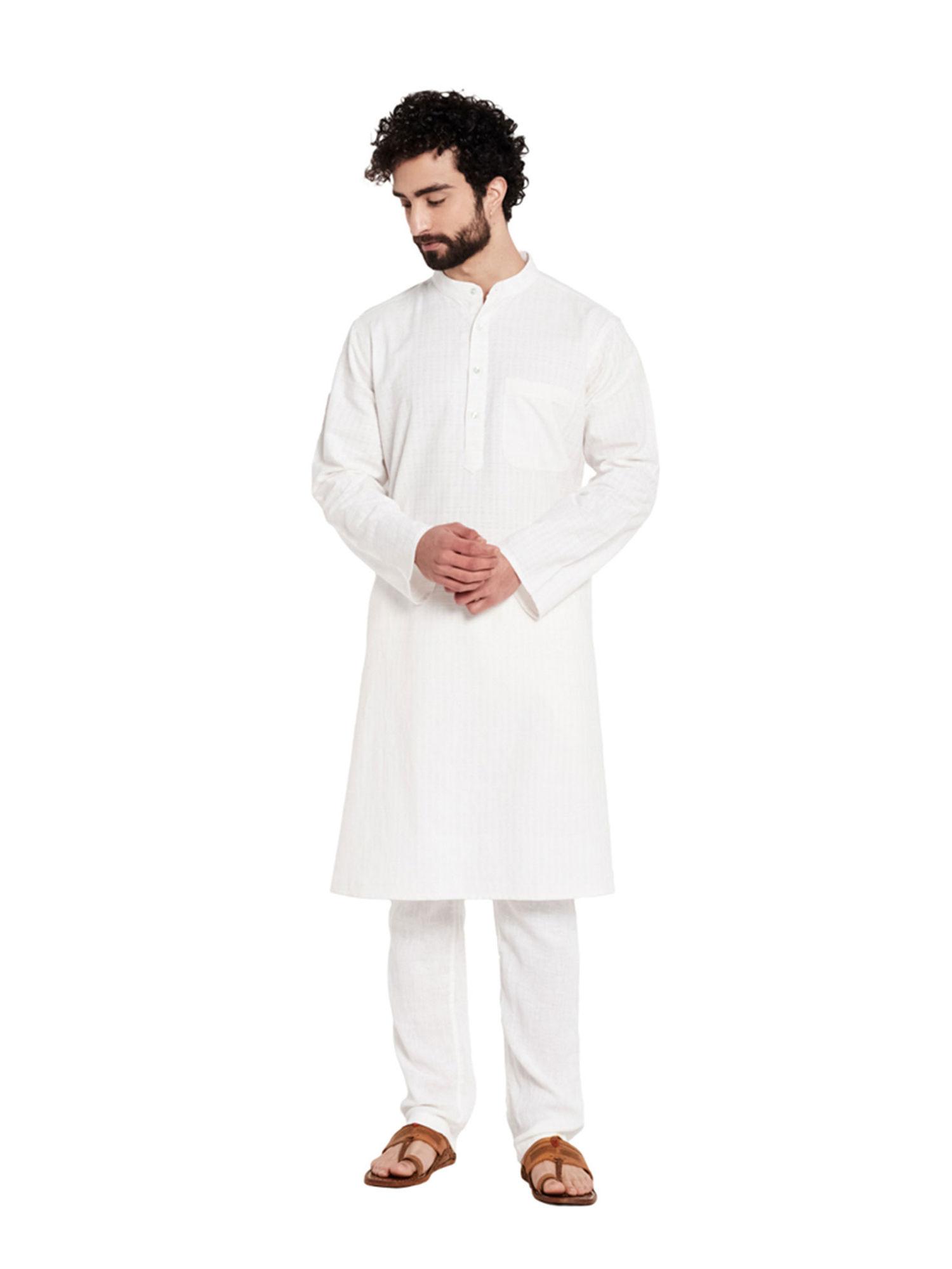 cotton blend check long kurta