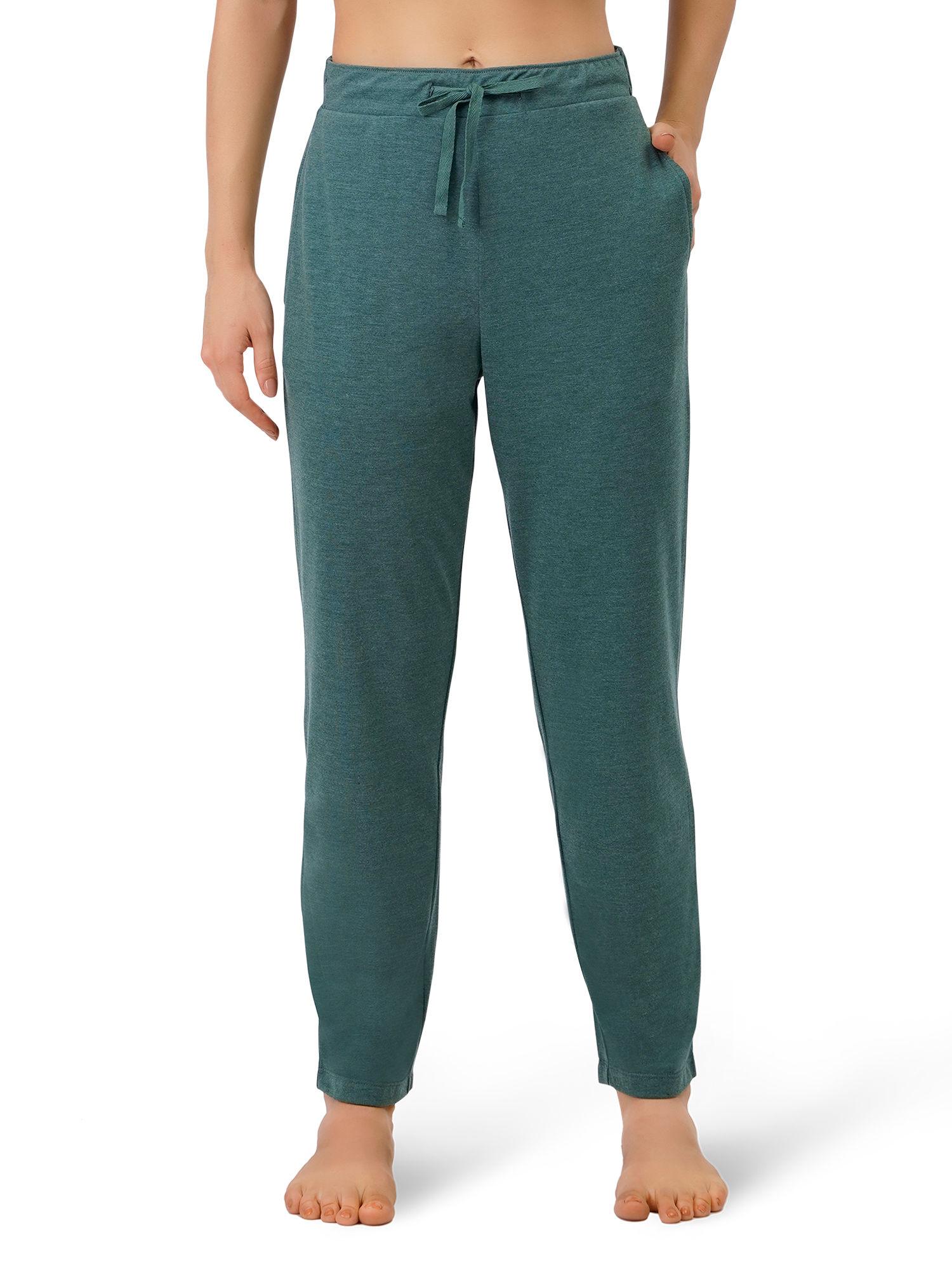 cotton blend full length pyjama bottom - green